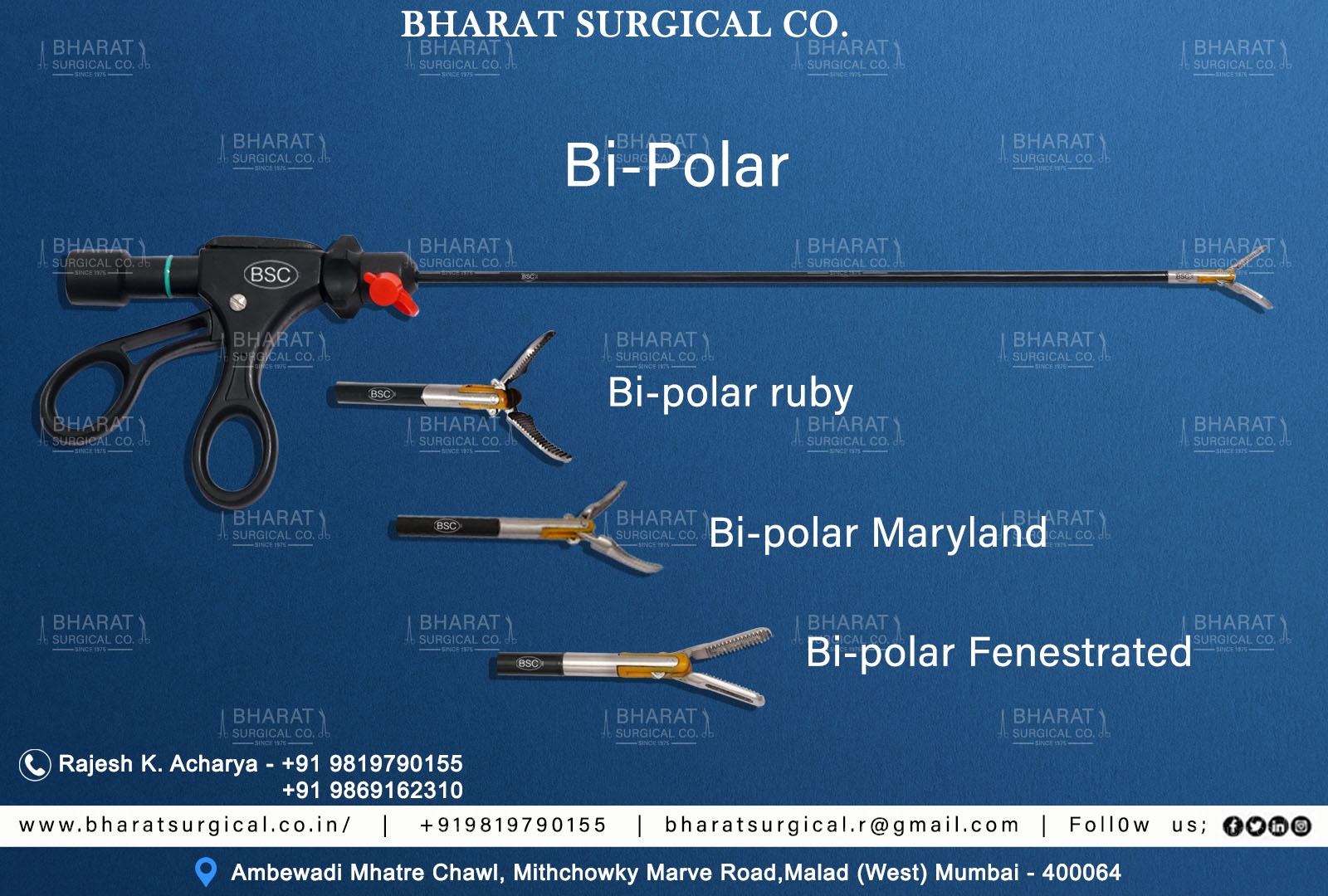 Laparoscopic Bipolar Forceps  Manufacturers, Suppliers, Importers, Dealers in Mumbai India