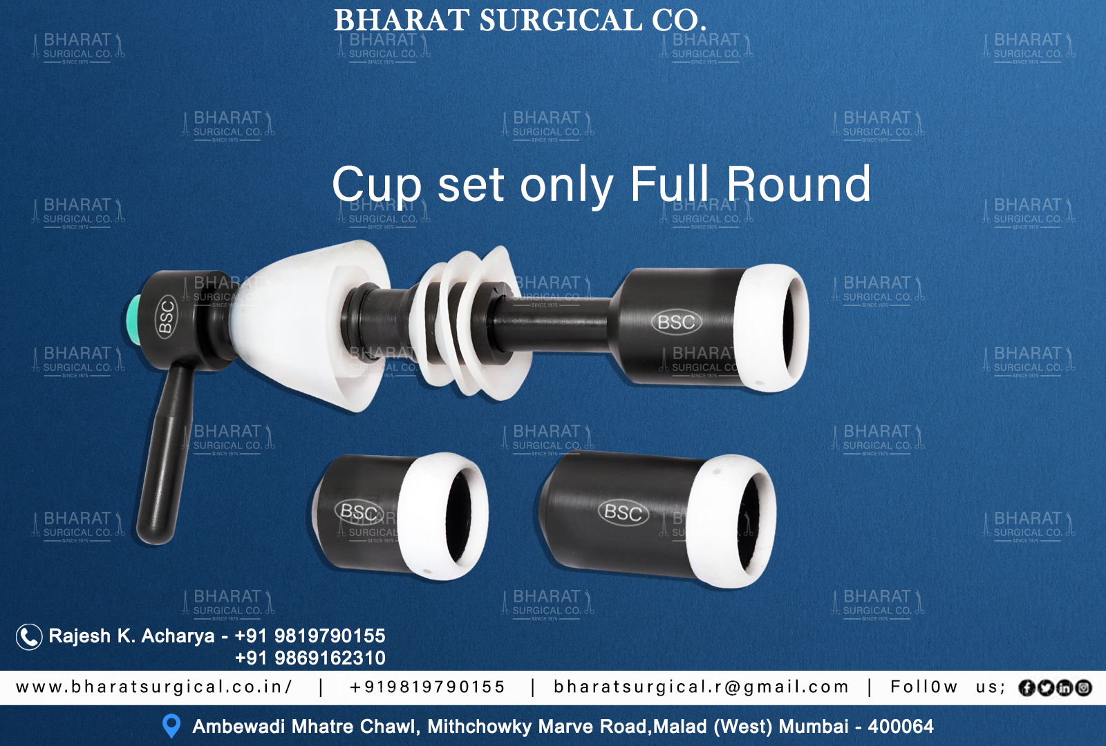 Round Cup Set For Uterine Manipulator Manufacturers, Suppliers, Importers, Dealers in Mumbai India